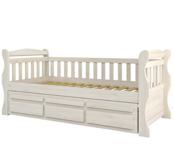Bicama Mk Solteiro Branco Lavado 3 Gavetas Madeira Pinus